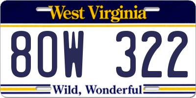 WV license plate 8OW322
