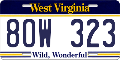 WV license plate 8OW323