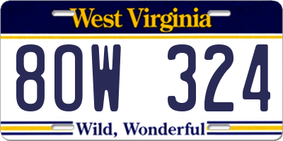 WV license plate 8OW324