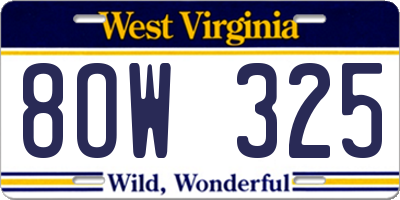 WV license plate 8OW325