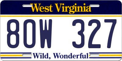 WV license plate 8OW327