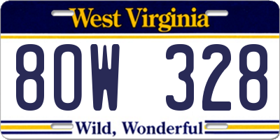 WV license plate 8OW328