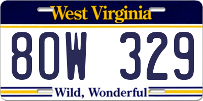 WV license plate 8OW329