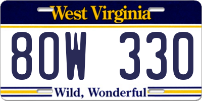 WV license plate 8OW330
