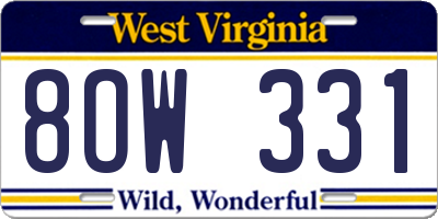 WV license plate 8OW331