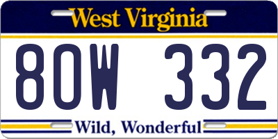 WV license plate 8OW332