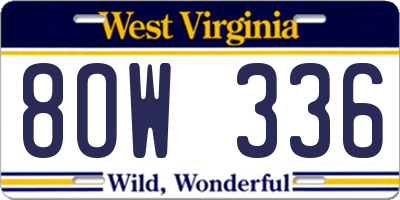 WV license plate 8OW336