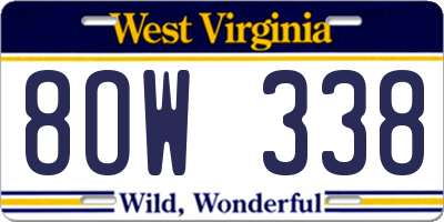 WV license plate 8OW338