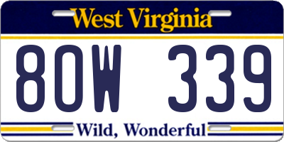 WV license plate 8OW339