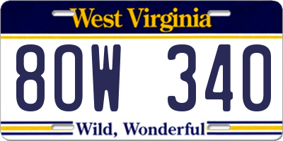 WV license plate 8OW340