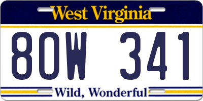 WV license plate 8OW341