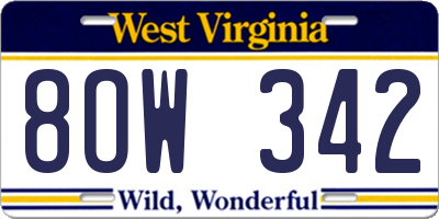 WV license plate 8OW342