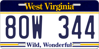 WV license plate 8OW344