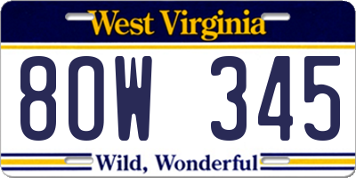 WV license plate 8OW345