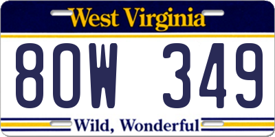 WV license plate 8OW349