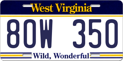 WV license plate 8OW350
