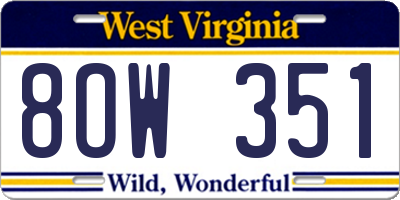 WV license plate 8OW351