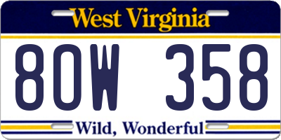 WV license plate 8OW358