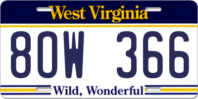 WV license plate 8OW366