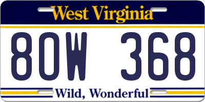 WV license plate 8OW368