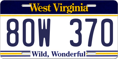 WV license plate 8OW370