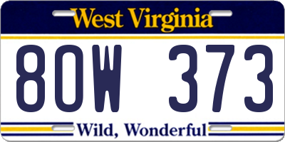 WV license plate 8OW373