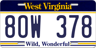 WV license plate 8OW378