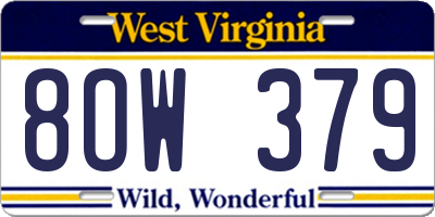 WV license plate 8OW379