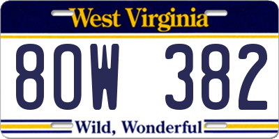 WV license plate 8OW382