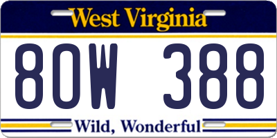 WV license plate 8OW388