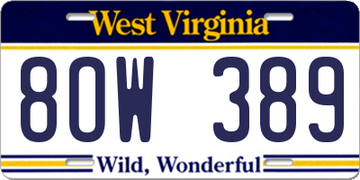 WV license plate 8OW389