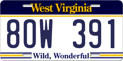 WV license plate 8OW391