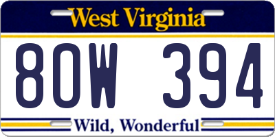 WV license plate 8OW394