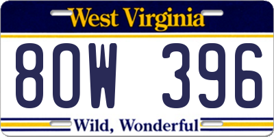 WV license plate 8OW396