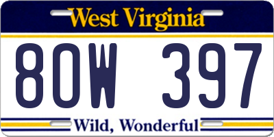 WV license plate 8OW397
