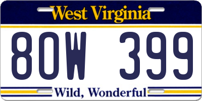 WV license plate 8OW399