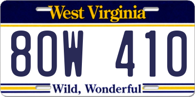 WV license plate 8OW410