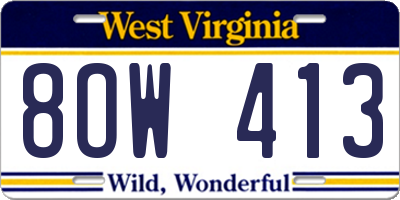 WV license plate 8OW413