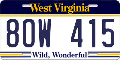 WV license plate 8OW415