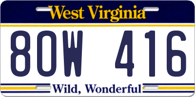 WV license plate 8OW416
