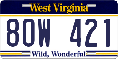 WV license plate 8OW421