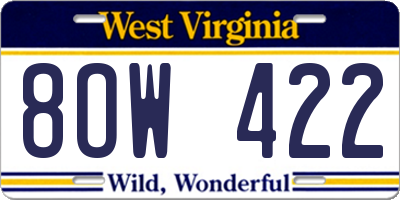 WV license plate 8OW422