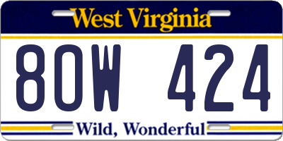 WV license plate 8OW424