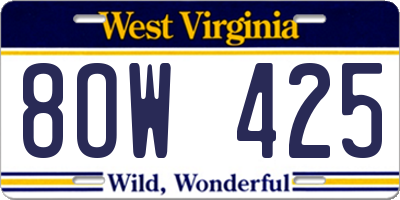 WV license plate 8OW425