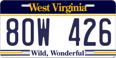 WV license plate 8OW426