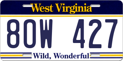 WV license plate 8OW427