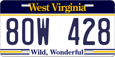 WV license plate 8OW428