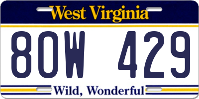 WV license plate 8OW429
