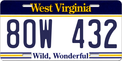 WV license plate 8OW432