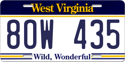 WV license plate 8OW435